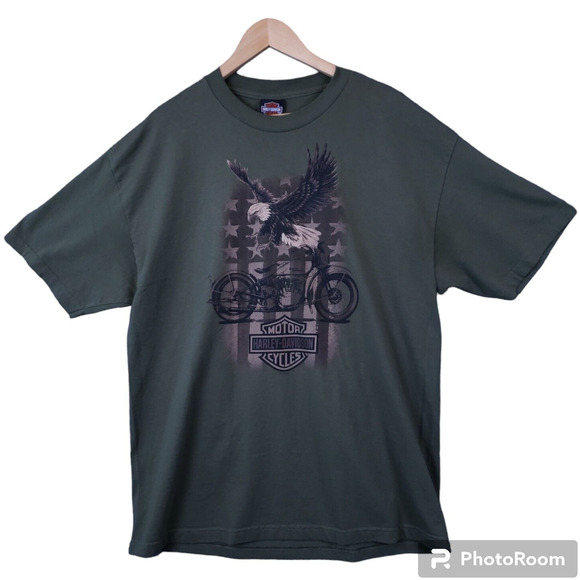 Harley-Davidson Rossiter’s Sarasota FL Graphic T-Shirt Men’s XL OD Green EUC - Picture 2 of 13